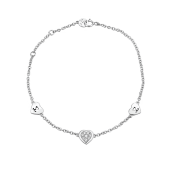 18K White Gold Heart Diamond Cluster Bracelet