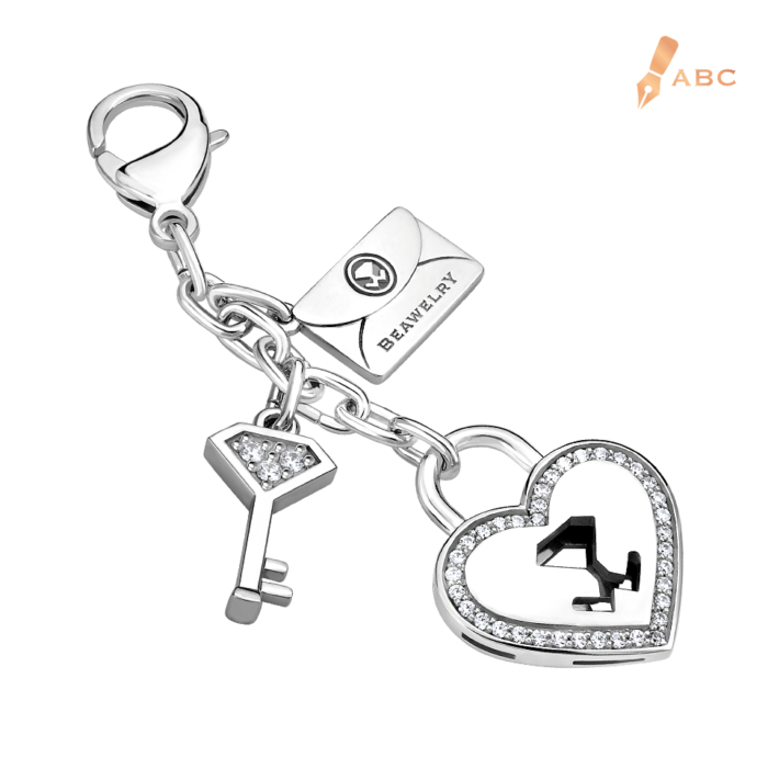 Heart lock & Key CZ Bag Charm