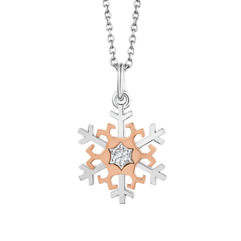 18K Two-tone Gold Snowflake Diamond Pendant