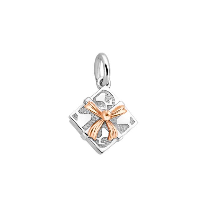 Silver & 14K Gold Square Gift Box Charm