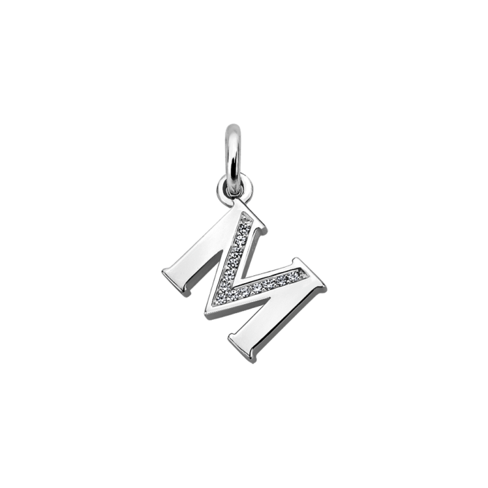 Silver CZ Alphabet Letter M Charm