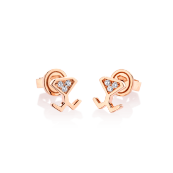 18K Pink Gold Diamond Mini Beawelry Earrings