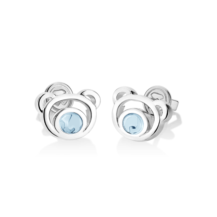 Silver Bear Blue Topaz Earrings