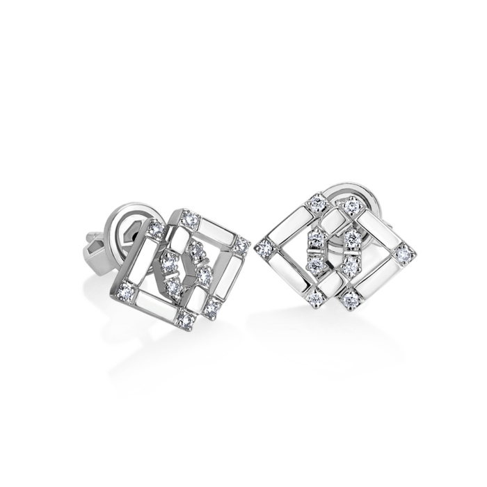 18K White Gold Infinity Diamond Earrings