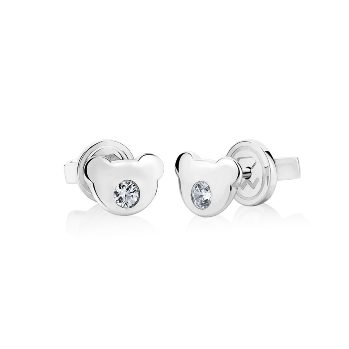 Silver Bear CZ Earrings