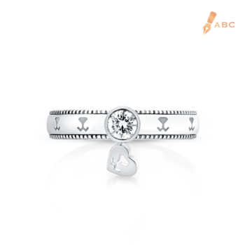 18K White Gold Diamond Ring & Dangling Envelop