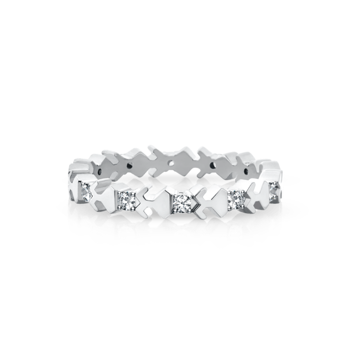 18K White Gold Diamond Beawelry Eternity Band Ring