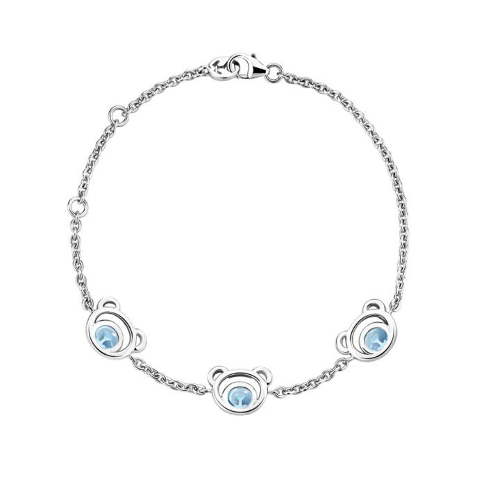 Silver Mini Bear Blue Topaz Bracelet