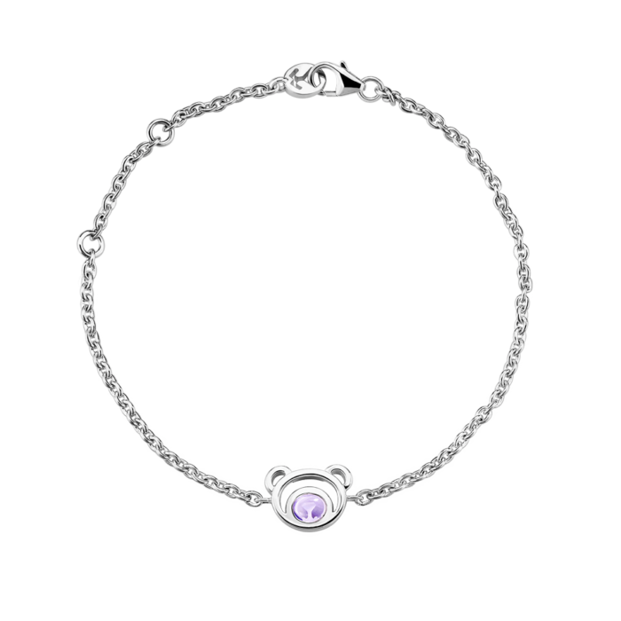 Silver Bear Amethyst Bracelet