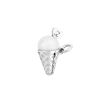 Silver Ice Cream Cone Charm with Milky Quartz Stone
