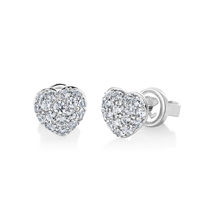 Silver Heart CZ Earrings