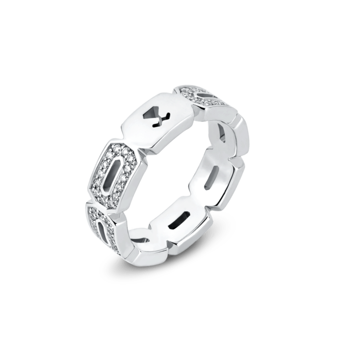 18K White Gold Diamond Hexagon Eternity Band Ring