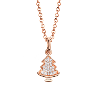 18K Pink Gold Christmas Tree Diamond Pendant