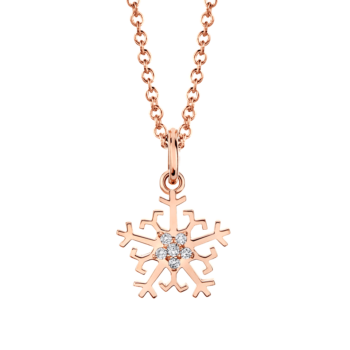 18K Pink Gold Snowflake Diamond Pendant