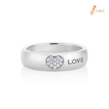 Silver CZ Heart & Love Ring