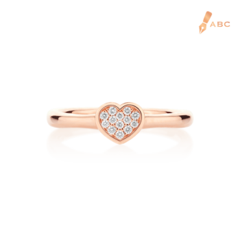 18K Pink Gold Diamond Heart Ring