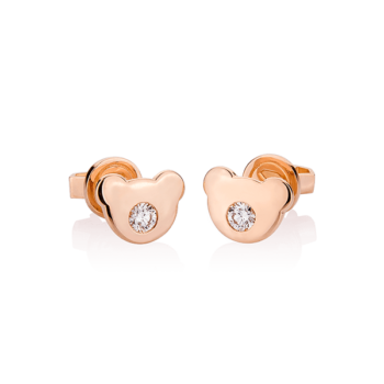 18K Pink Gold Beawelry Bear Diamond Earrings