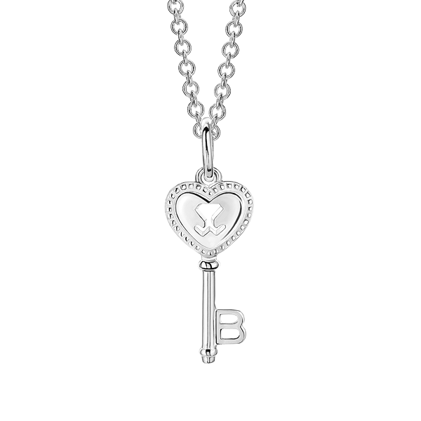 Silver Beawelry Heart Key Pendant