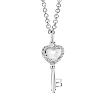 Silver Beawelry Heart Key CZ Pendant