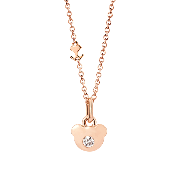 18K Pink Gold Beawelry Bear Diamond Pendant