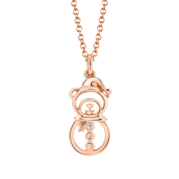 18K Pink Gold Snowman Diamond Pendant
