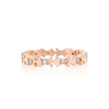 18K Pink Gold Diamond Beawelry Eternity Band Ring