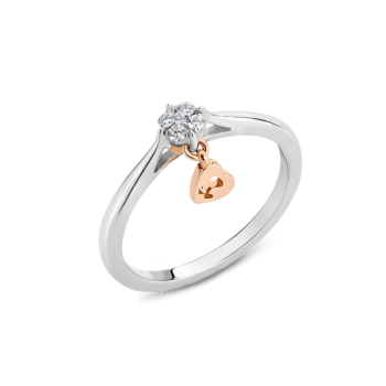 Silver & 14K Gold Cluster Diamond Ring