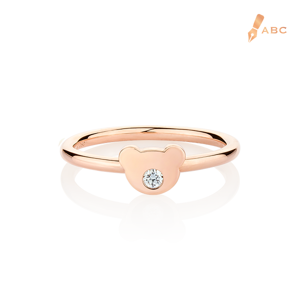 18K Pink Gold Beawelry Bear Diamond Ring