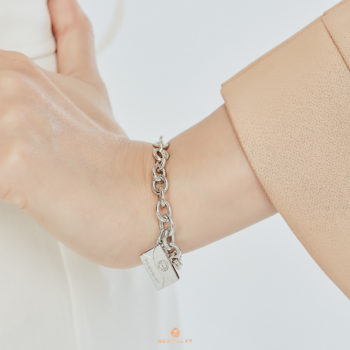 Silver Medium Personalized Envelope Bracelet