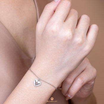 18K White Gold Heart Diamond Bracelet