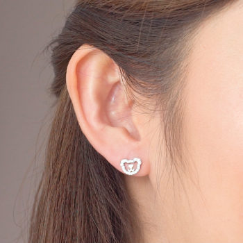 18K White Gold Bear Diamond Earrings