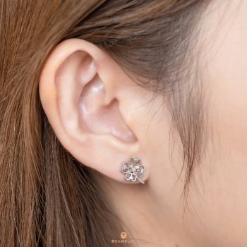Silver & 14K Gold Clover Leaf Earrings