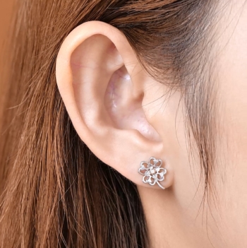 Silver & 14K Gold Clover Leaf Earrings