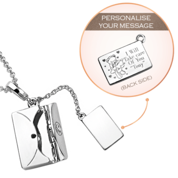 Engravable Silver Secret Message Envelope Pendant