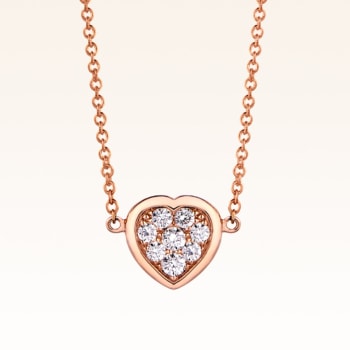 18K Pink Gold Heart Diamond Cluster Pendant