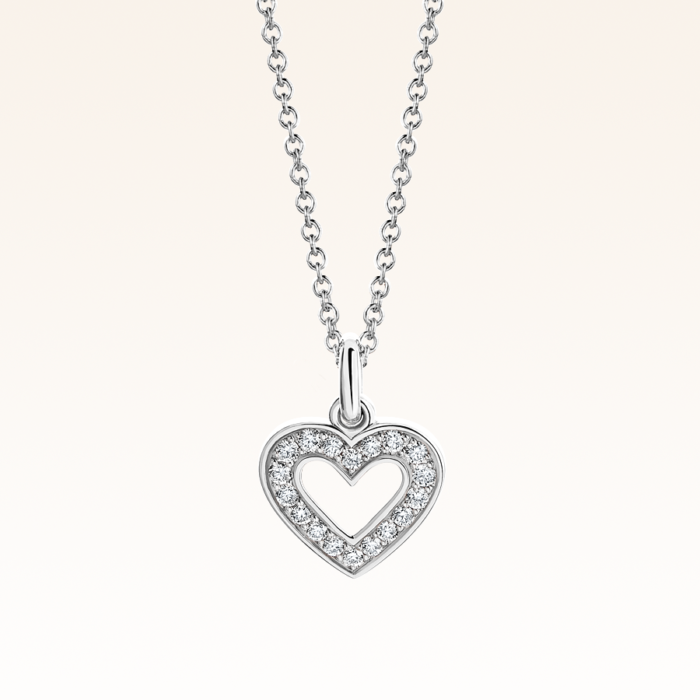 18K White Gold Heart Diamond Pendant
