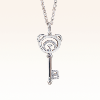 Silver Bear Key CZ Pendant