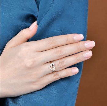 18K Pink Gold Diamond Heart Ring