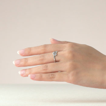 Silver February Birthstone Amethyst Color CZ Bear Ring