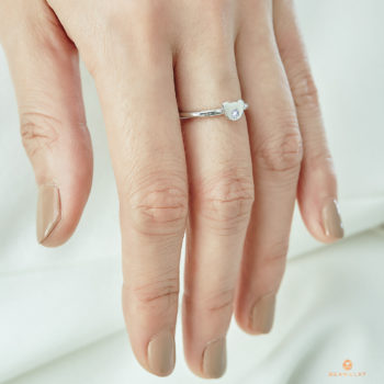 Silver June Birthstone Light Amethyst Color CZ Bear Ring