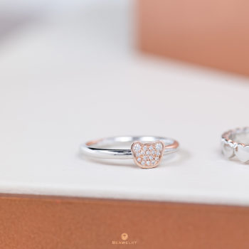 Silver & 14K Gold Beawelry Bear Diamond Ring