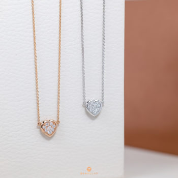 18K White Gold Heart Diamond Cluster Pendant