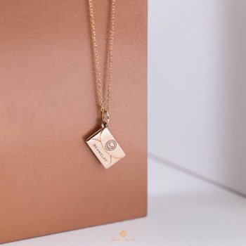 18K Pink Gold Love & Heart Diamond Envelope Pendant