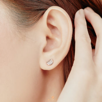 14K Pink Gold Mini Beawelry Bear Earrings with Diamonds