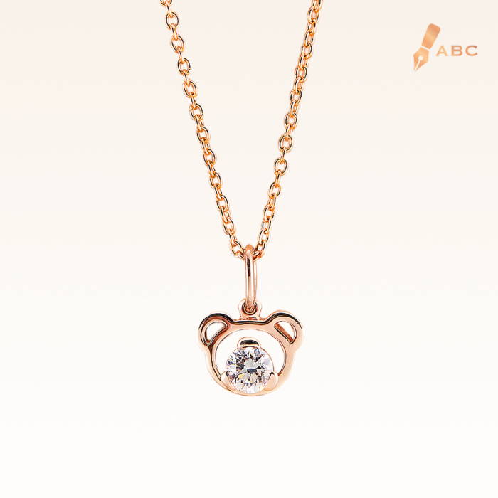 14K Pink Gold Beawelry Bear Pendant with Diamond