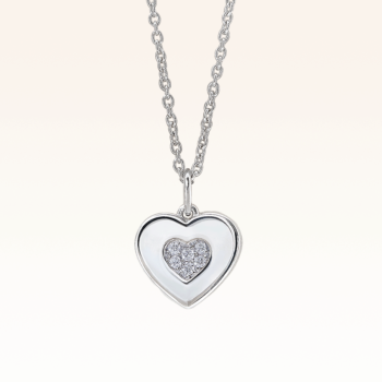 Silver Double Hearts Pendant with CZ