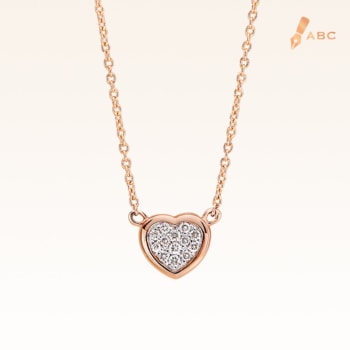 14K Pink Gold Mini Heart Cluster Diamond Pendant