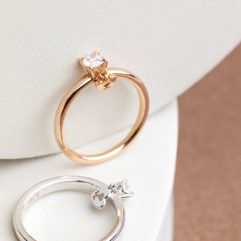 18K Pink Gold Diamond 0.20 ct. Ring & Dangling Beawelry Bear