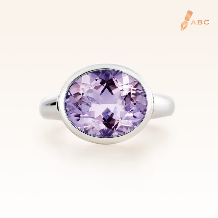 Silver Big Oval Amethyst Cocktail Ring