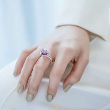 Silver Big Oval Amethyst Cocktail Ring